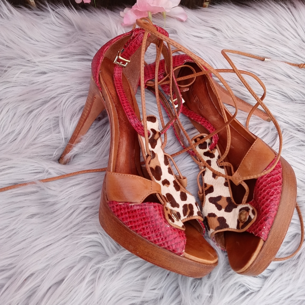 Aldo strappy wood heels size39 - Picture 7 of 8